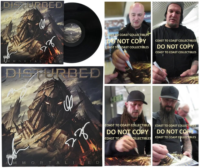 Disturbed Band Signed Immortalized Album COA Proof Autographed Vinyl Record David Draiman,Dan Donegan,Mike Wengren
