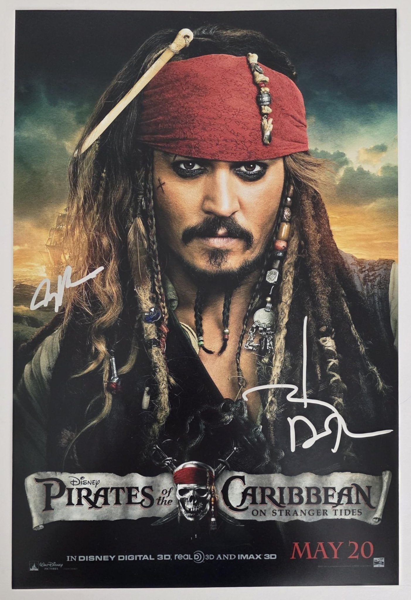 Johnny Depp Signed Pirates of the Caribbean On Stranger Tides 12x18 Photo COA Proof Autographed Jerry Bruckheimer..