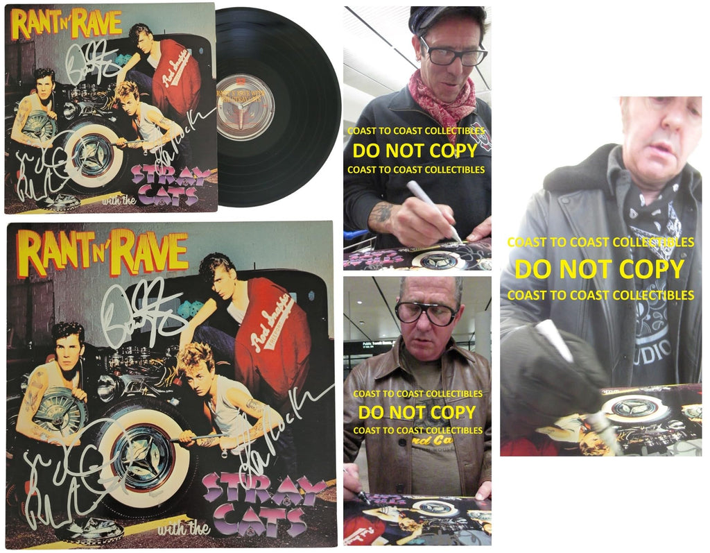 Brian Setzer Lee Rocker Slim Jim Signed Stray Cats Rant n Rave Album Proof COA Autographed Vinyl Record