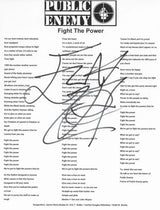 Flavor Flav Signed Public Enemy Fight The Power Lyrics Sheet Proof Autographed Public Enemy Hip Hop Rapper