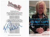 KK Downing Signed Judas Breaking the Law Lyrics Sheet COA Exact Proof Autographed Judas Priest