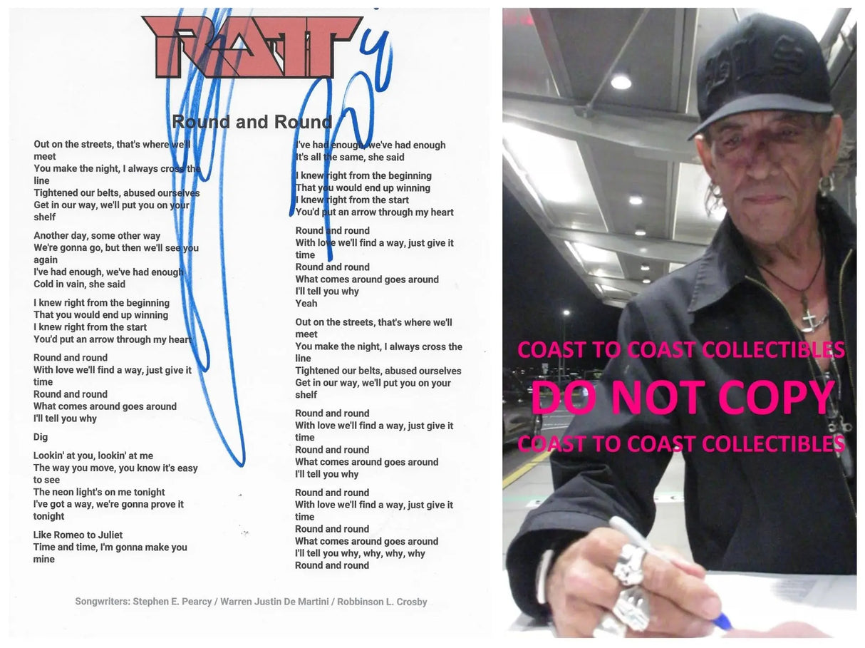 Stephen Pearcy Signed Ratt Round and Round Lyrics Sheet Proof COA Autographed