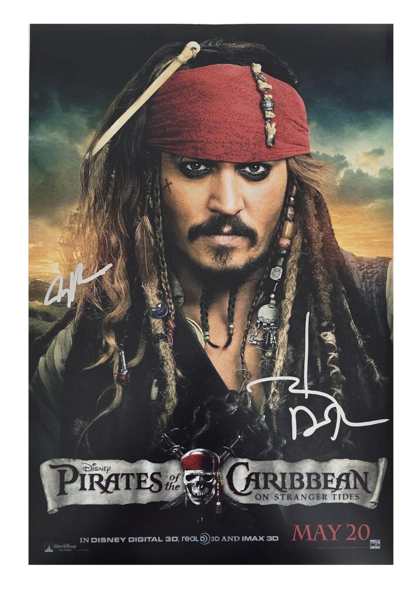 Johnny Depp Signed Pirates of the Caribbean On Stranger Tides 12x18 Photo COA Proof Autographed Jerry Bruckheimer..