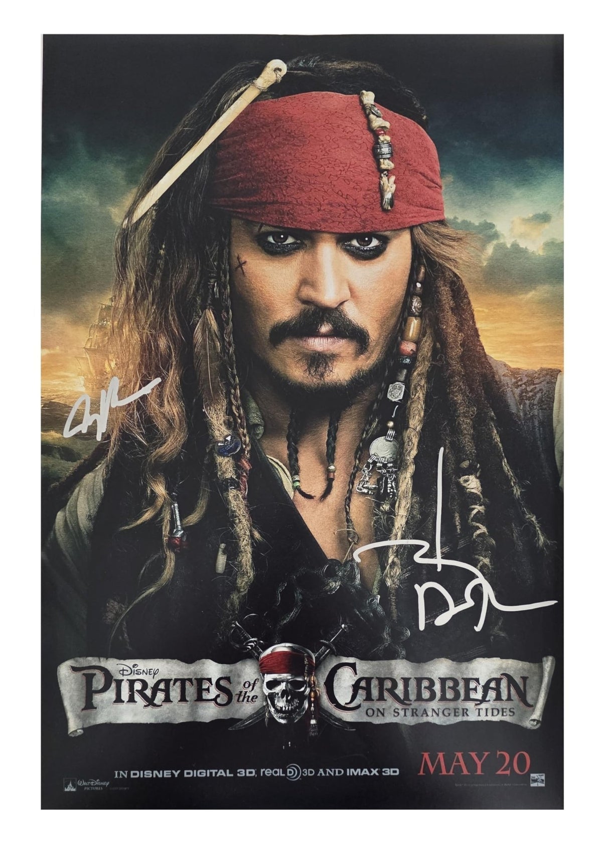 Johnny Depp Signed Pirates of the Caribbean On Stranger Tides 12x18 Photo COA Proof Autographed Jerry Bruckheimer..