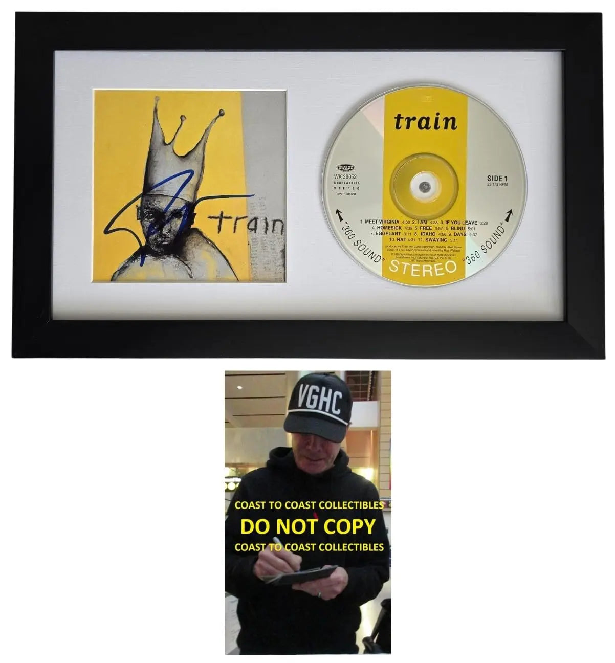 Patrick Monahan Signed Train CD COA Proof Autographed Framed CD STAR