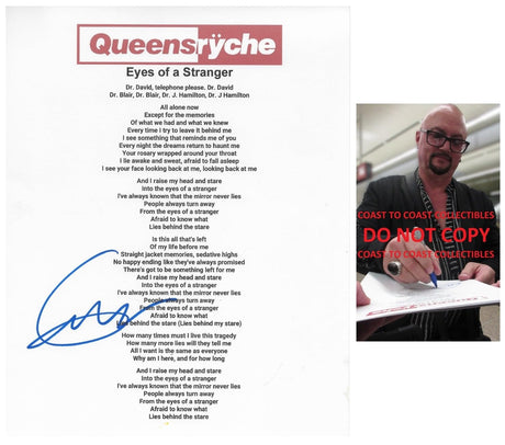 Geoff Tate Signed Queensryche Eyes of a Stranger Lyrics Sheet Proof COA Autographed