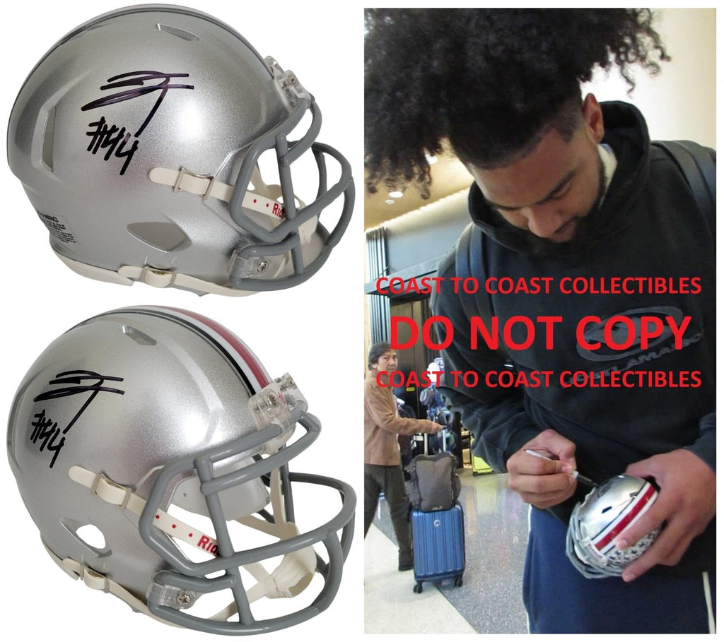 JT Tuimoloau Signed Ohio State Buckeyes Mini Football Helmet Proof COA Autographed