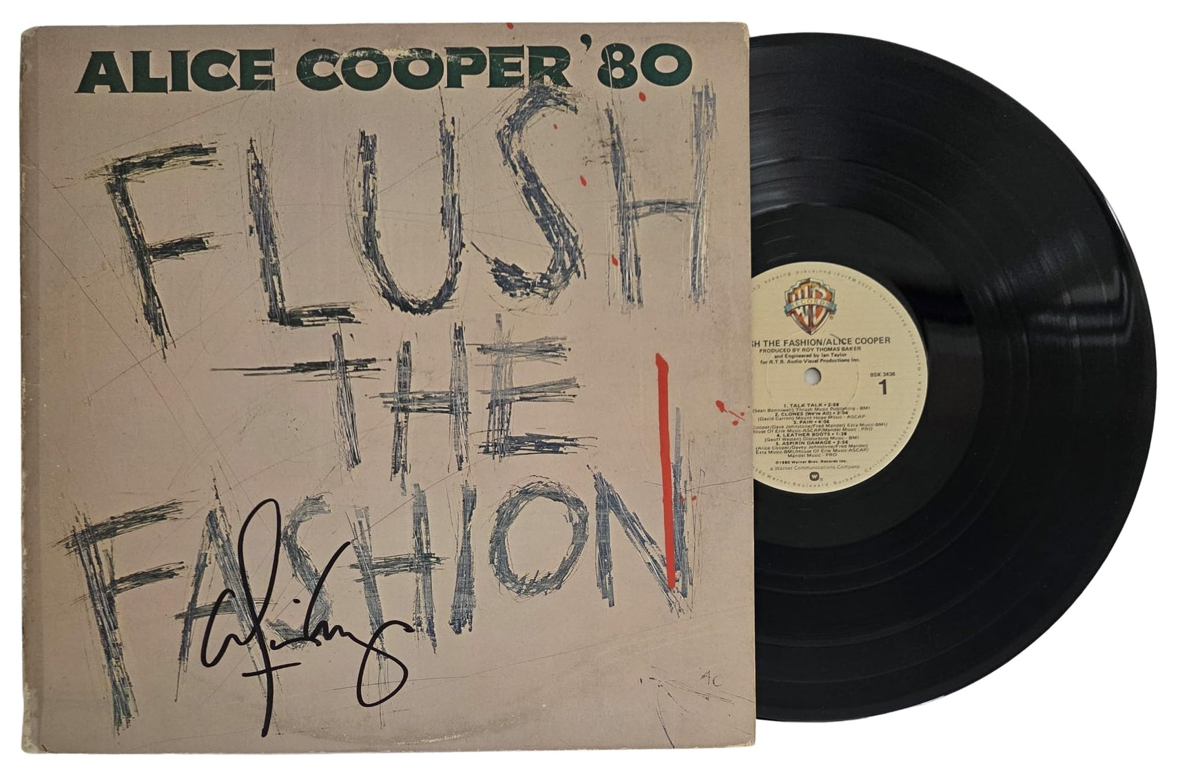 Alice Cooper Signed Flush the Fashion Album COA Proof Autographed Vinyl Record