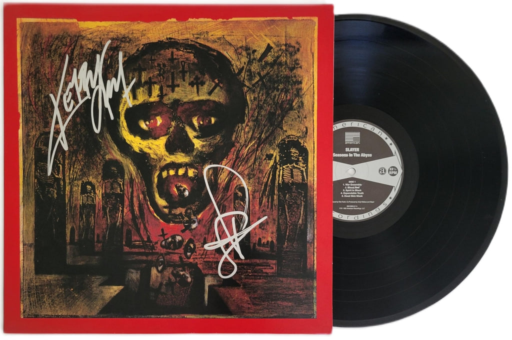 Tom Araya Kerry King Signed Slayer Seasons in the Abyss Album COA Exact Proof Autographed Vinyl Record