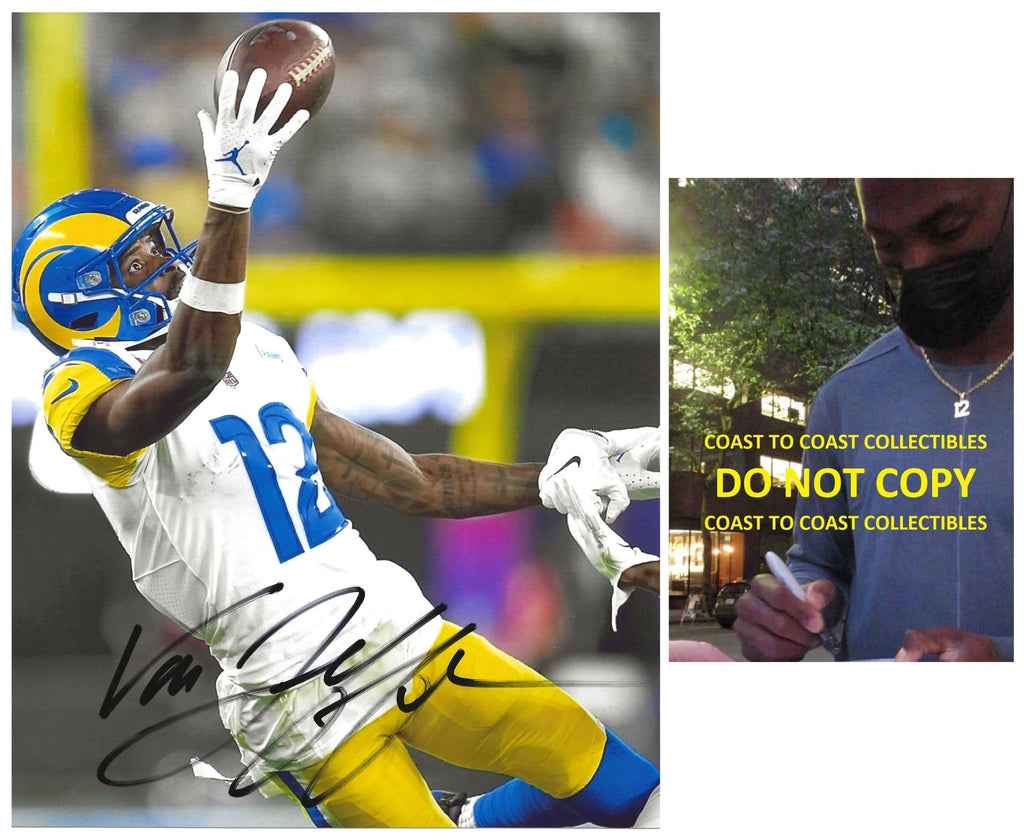 Van Jefferson signed LA Rams football 8x10 photo Proof COA autographed