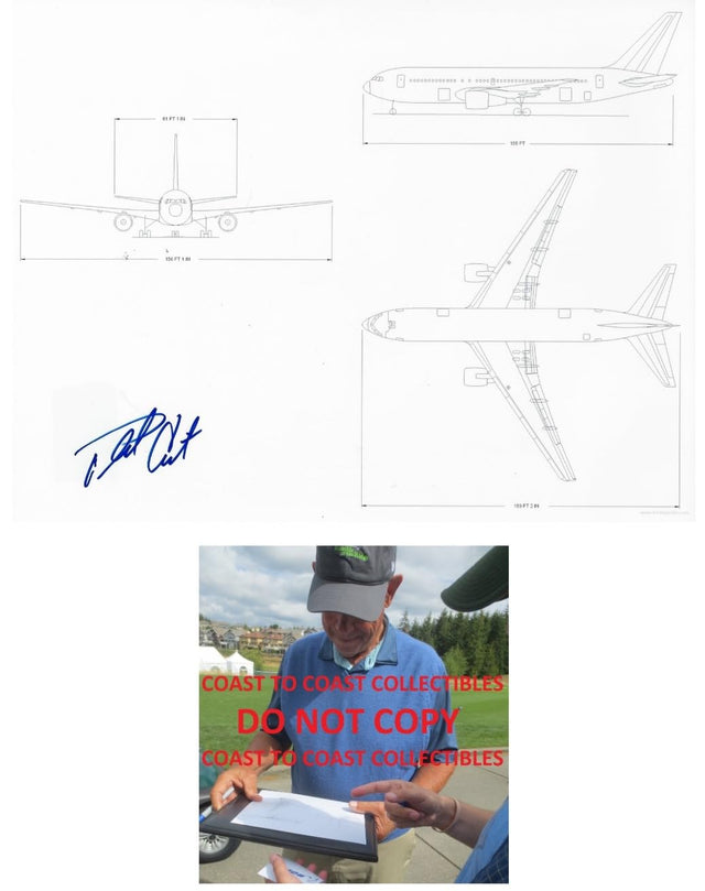 Phil Condit Boeing Ceo Lead Engineer Signed 747 Blueprint 8x10 Photo COA Proof
