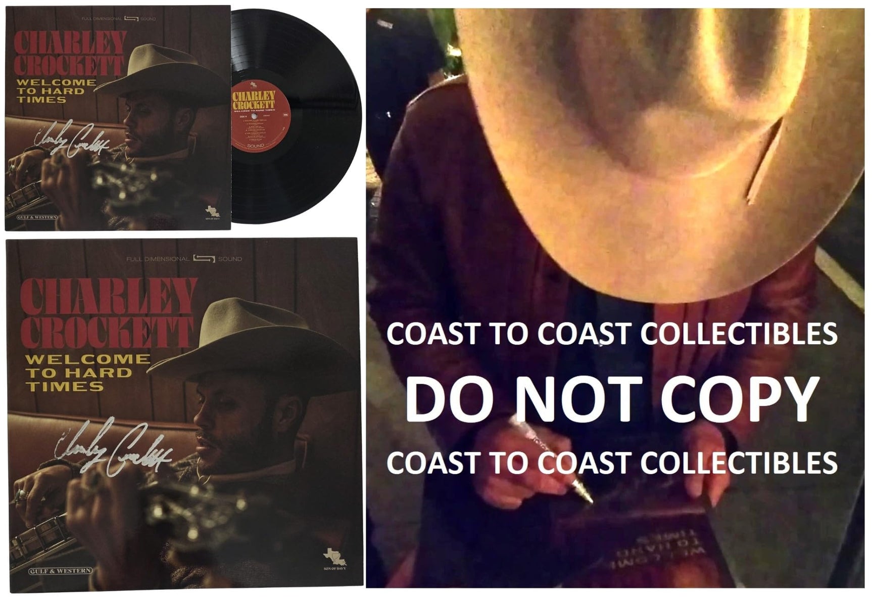 Charley Crockett Signed Welcome to Hard Times Album COA Proof Autographed Vinyl Record