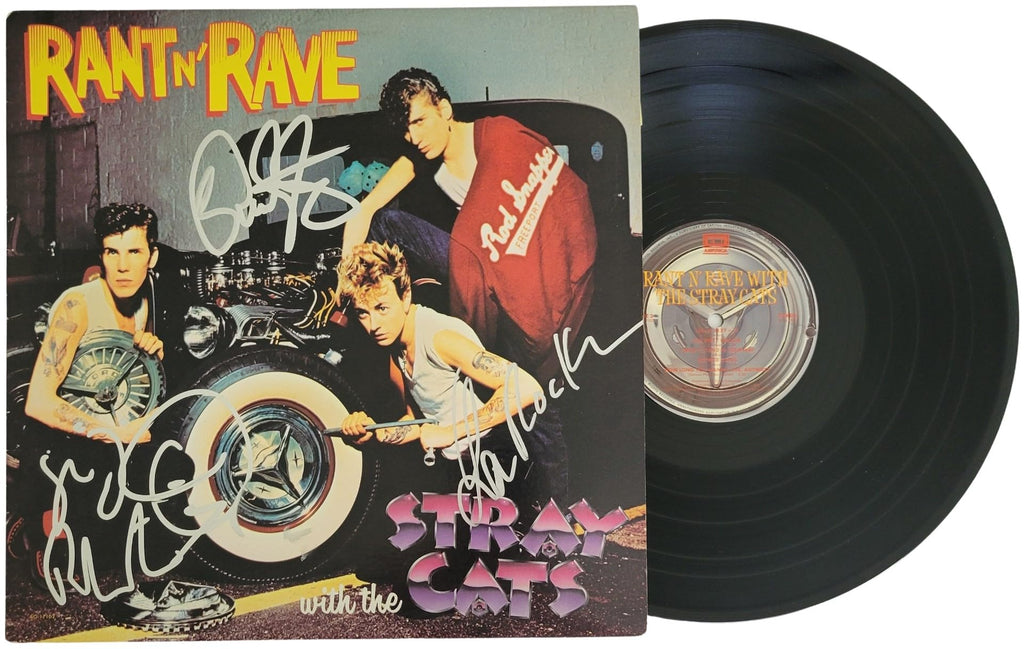 Brian Setzer Lee Rocker Slim Jim Signed Stray Cats Rant n Rave Album Proof COA Autographed Vinyl Record