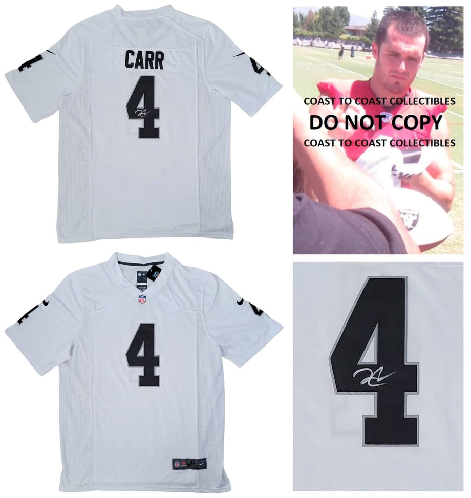 Derek Carr Signed Oakland Raiders Football Jersey COA Proof Autographed Vegas Coast to Coast Collectibles Memorabilia sports memorabilia entertainment memorabilia