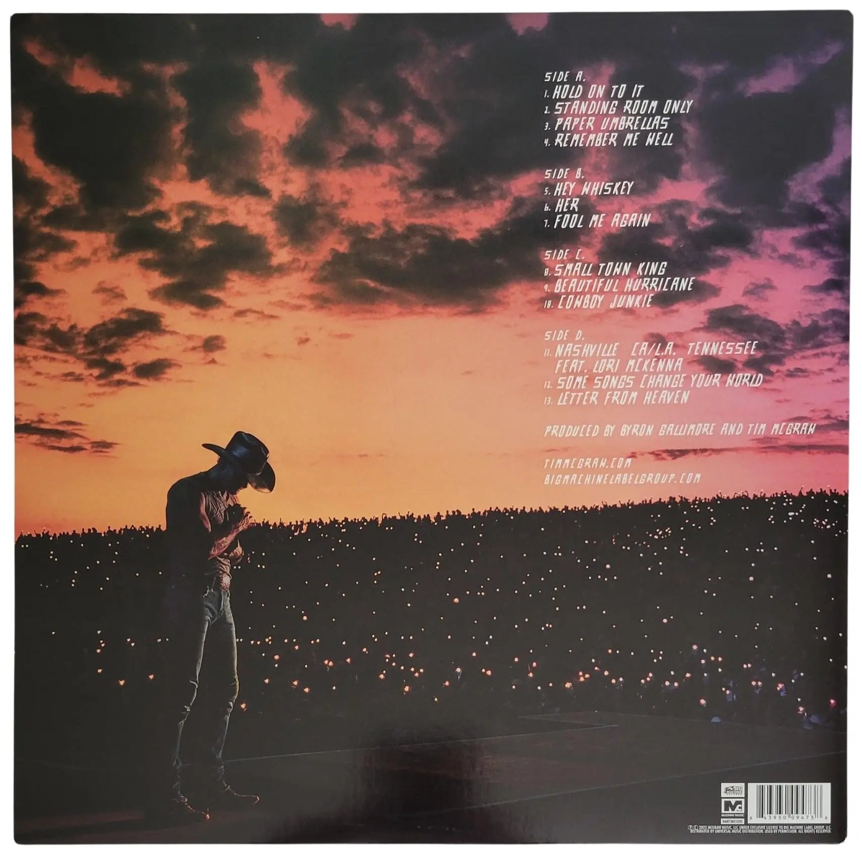 Tim McGraw Signed Standing Room Only Album Exact Proof COA Autographed Vinyl Record