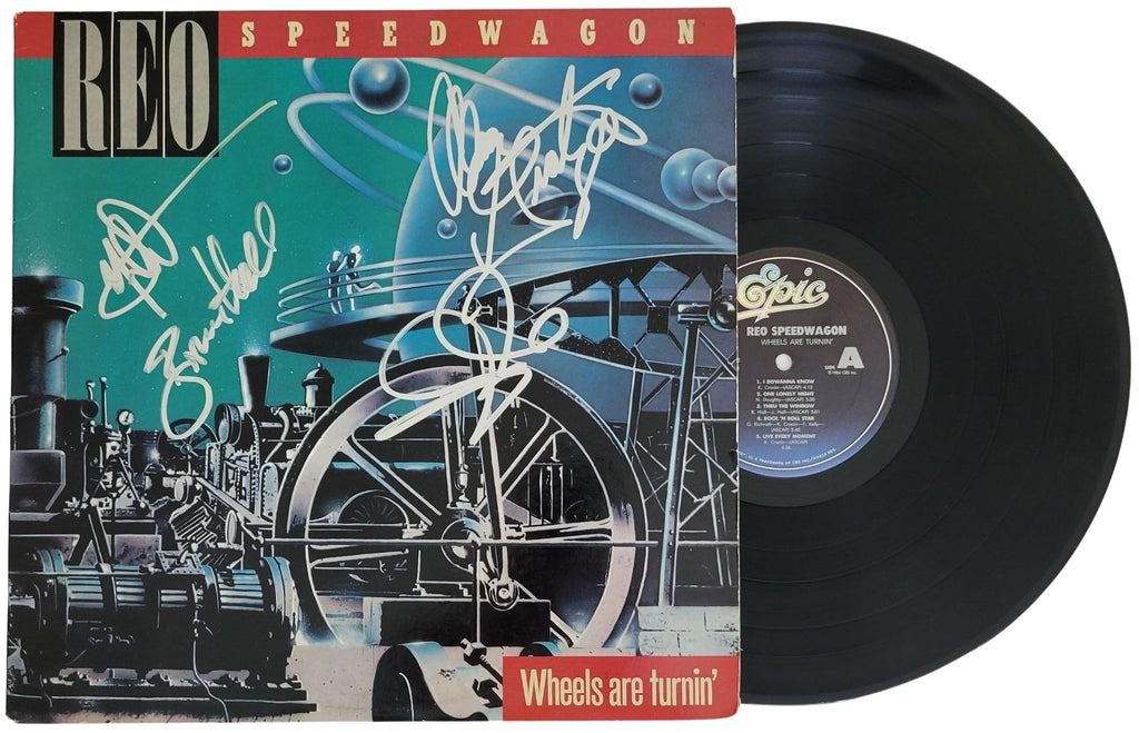 REO Speedwagon Signed Wheels Are Turnin Album Proof COA Autographed Vinyl Record