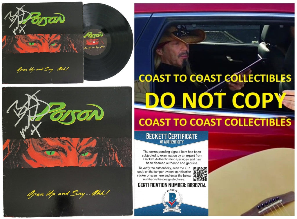 Bret Michaels Signed Poison Open Up and Say... Ahh! Album Vinyl Beckett COA Proof Autographed