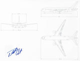 Phil Condit Boeing Ceo Lead Engineer Signed 747 Blueprint 8x10 Photo COA Proof