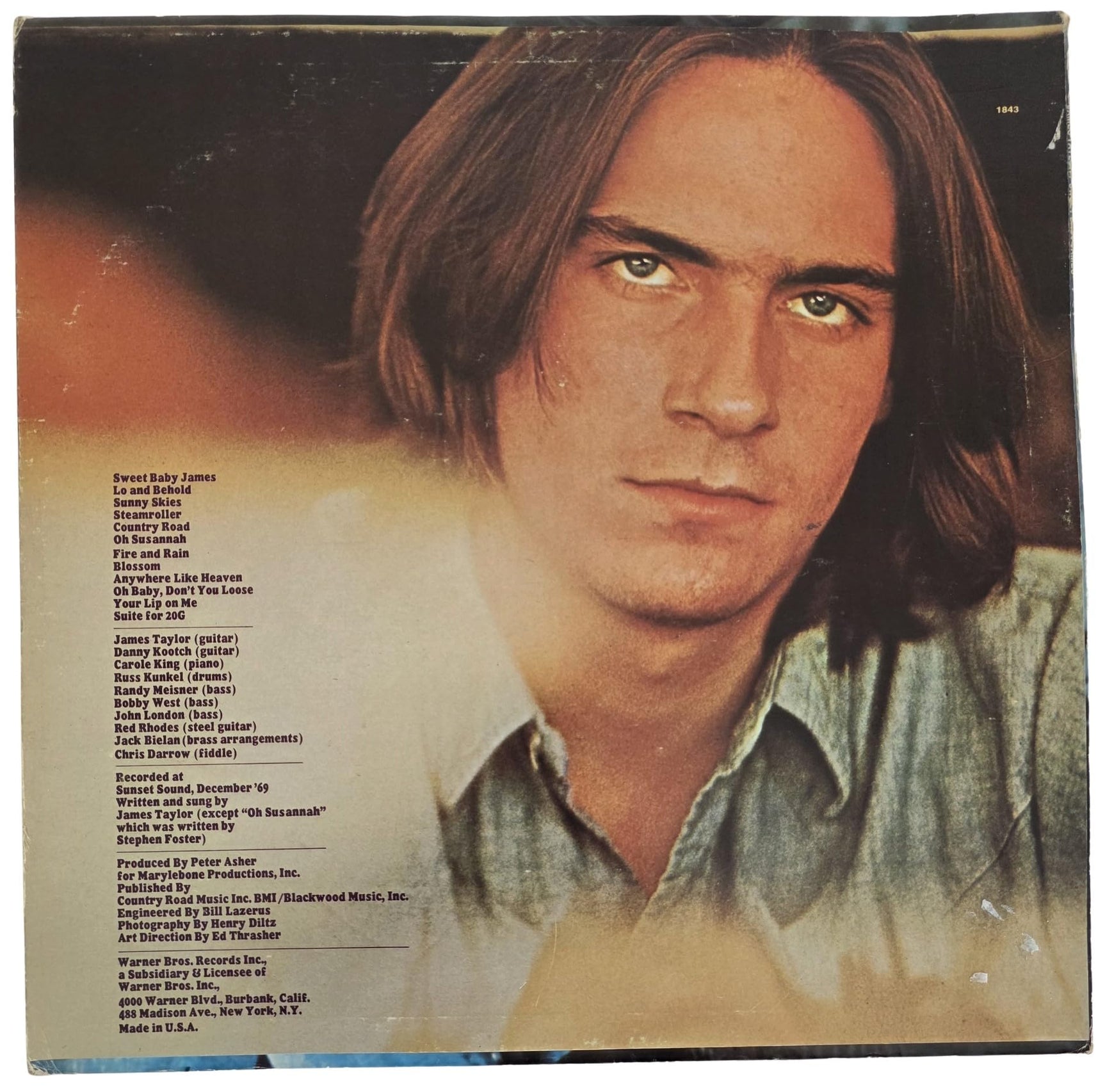 James Taylor Signed Sweet Baby James Album COA Exact Proof Autographed Vinyl Record