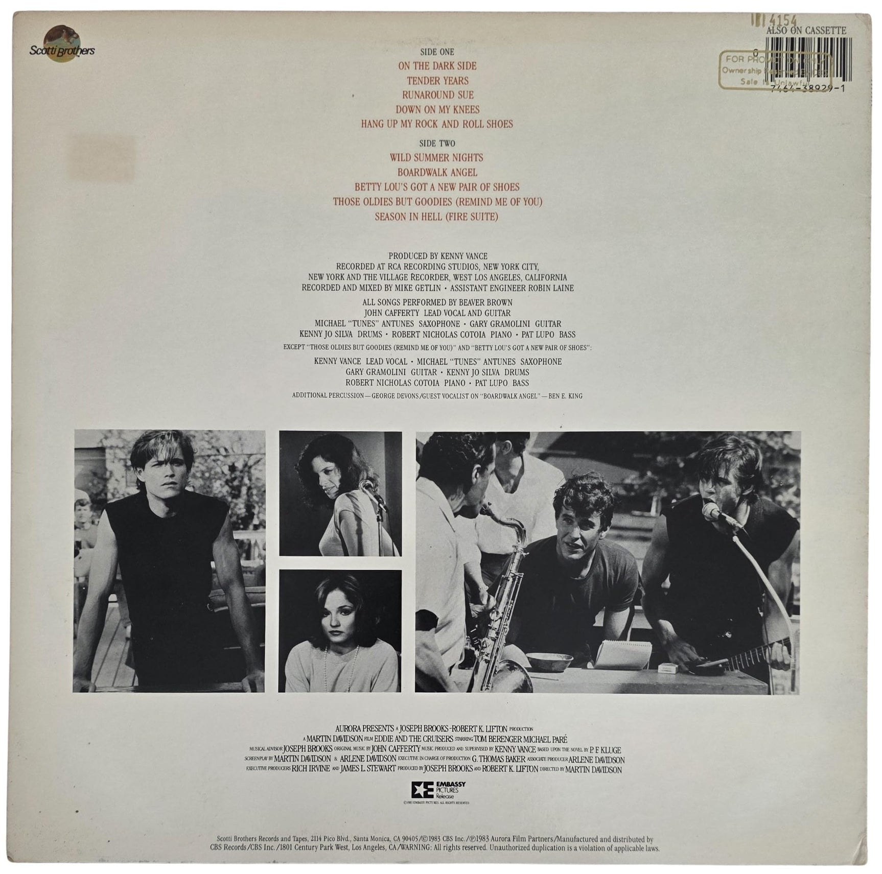 John Cafferty Signed Eddie & The Cruisers Soundtrack Album COA Proof Autographed