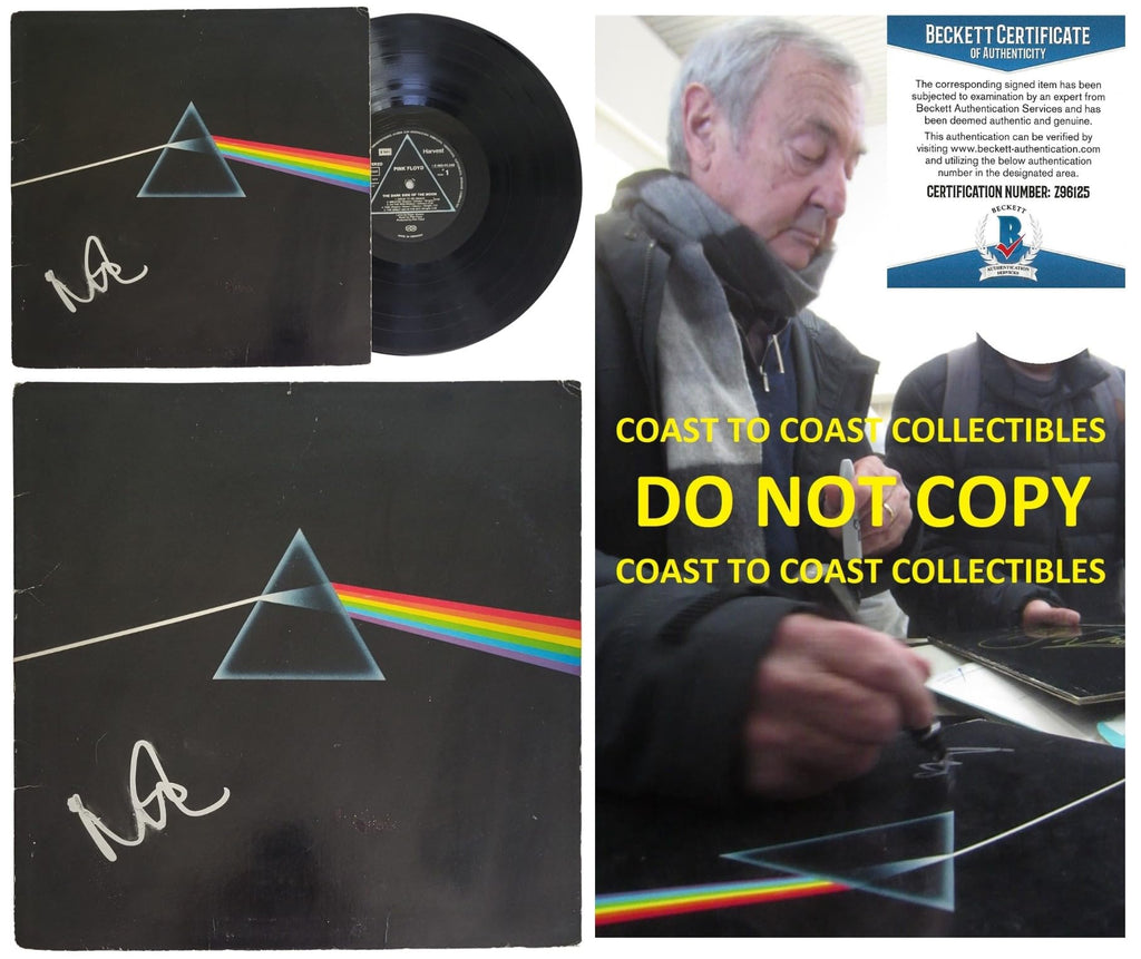 Nick Mason Signed Dark Side of the Moon Album Proof Beckett COA Vinyl Record Pink