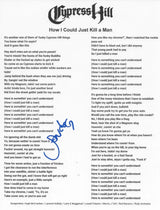 Sen Dog Signed Cypres Hill How I Could Just Kill a Man Lyrics Sheet COA Proof Autographed