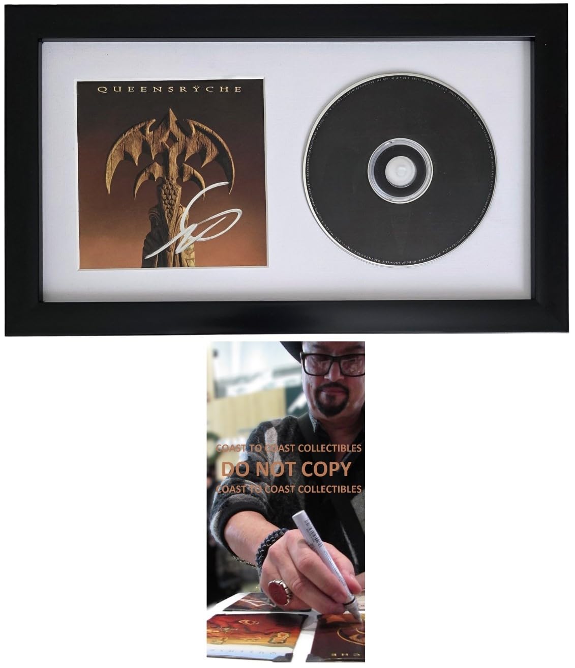 Geoff Tate Signed Queensryche Promised Land CD Framed COA Proof Autographed Framed CD 12x7
