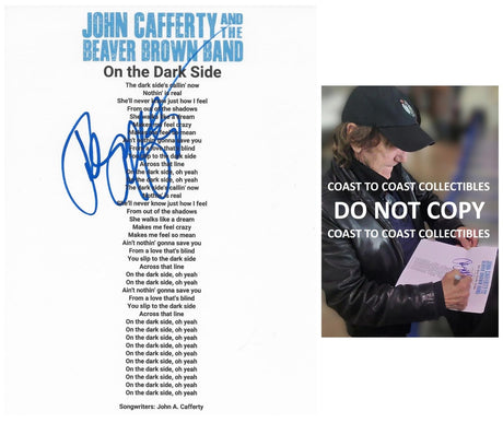 John Cafferty Signed On the Dark Side Lyrics Sheet COA Exact Proof Autographed