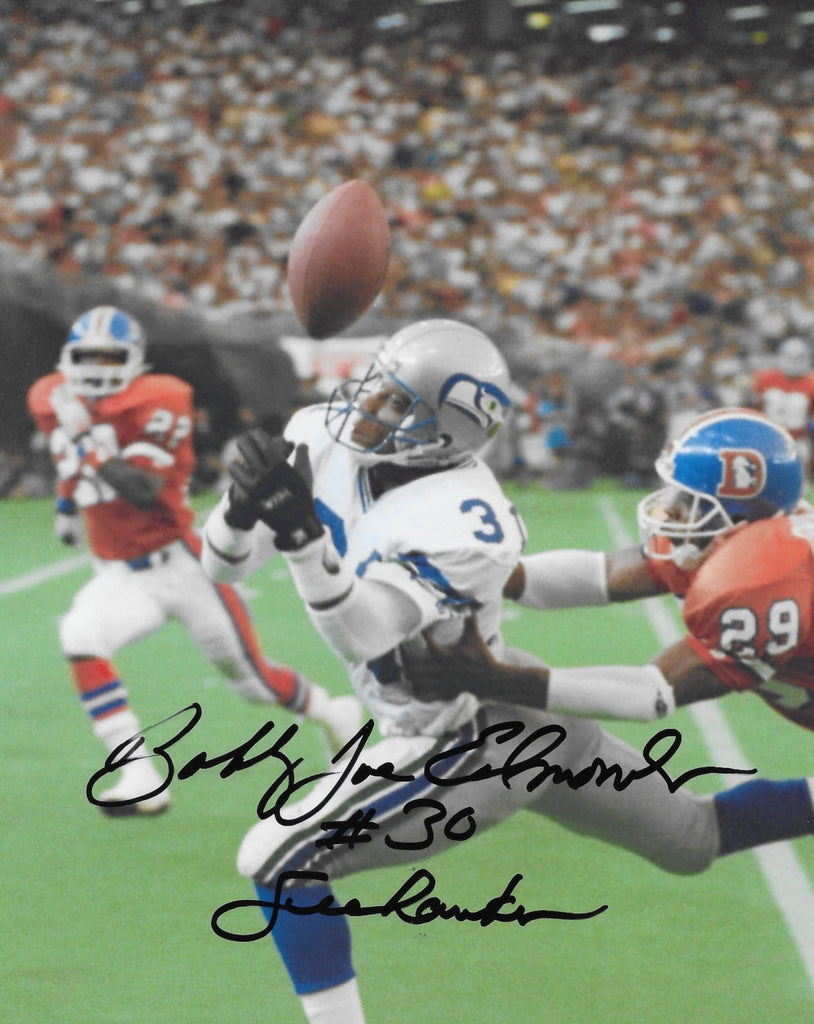 Bobby Joe Edmonds Signed Seahawks Football 8x10 Photo Proof COA Autographed