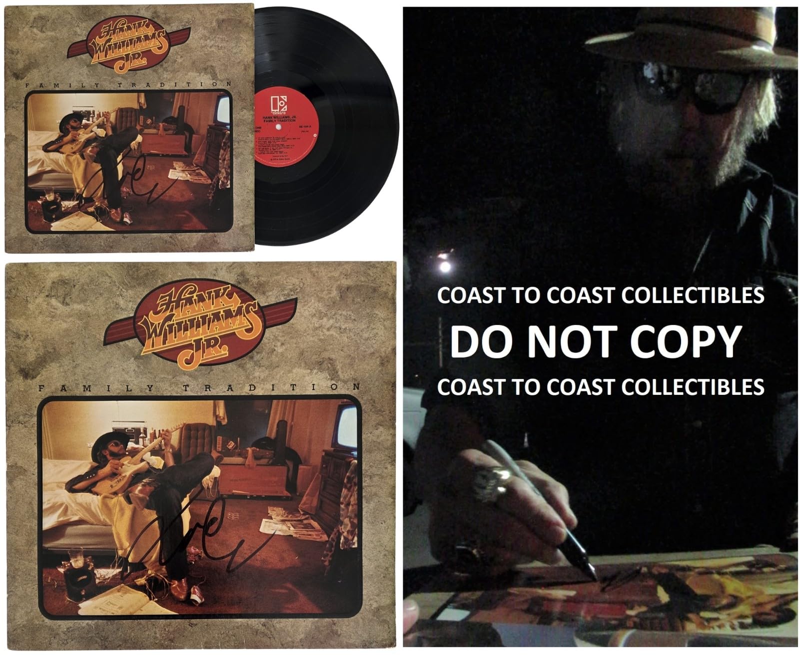 Hank Williams Jr Signed Family Tradition Album COA Proof Autographed Vinyl Record