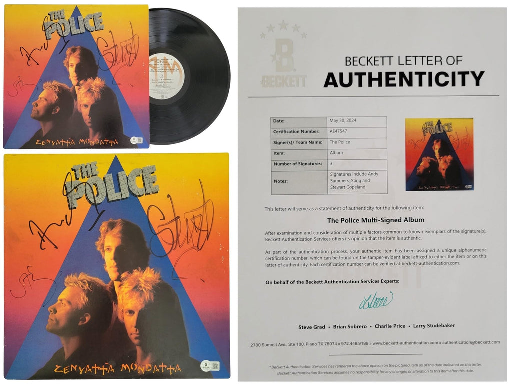 The Police Signed Zenyatta Mondatta Album Beckett COA Autographed Vinyl Record