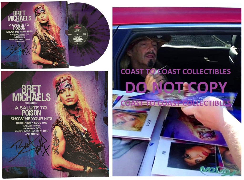 Bret Michaels Signed Poison Show Me Your Hits Album COA Proof Autographed Vinyl Record