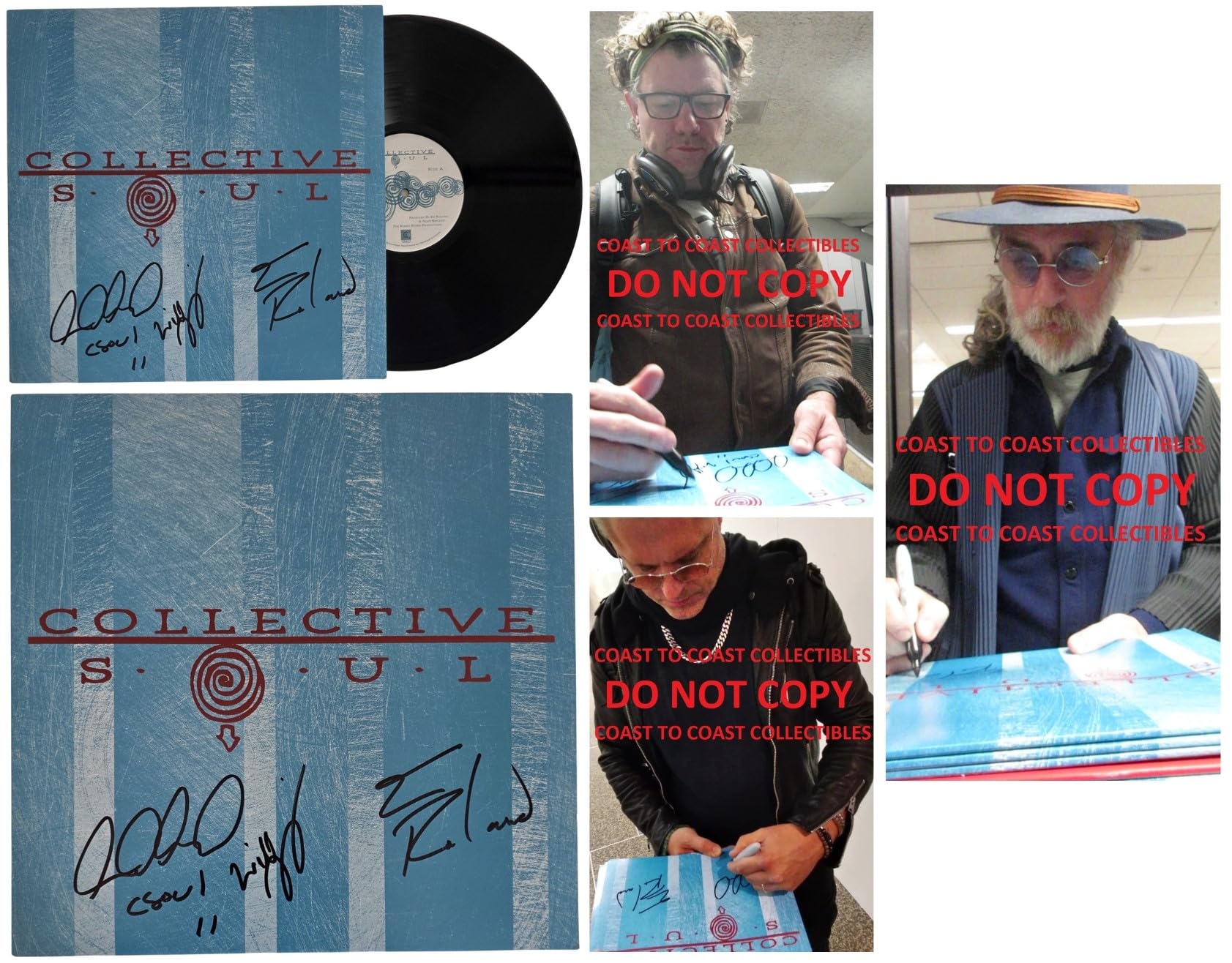 Collective Soul Band Signed Album COA Proof Autographed Vinyl Record Ed Roland Dean Roland Will Turpin