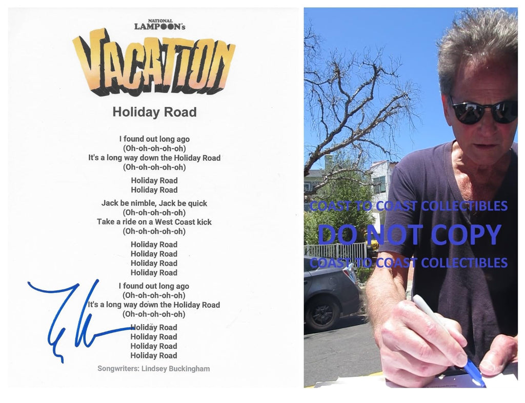 Lindsey Buckingham Signed Holiday Road Lyrics Sheet Proof COA Autographed