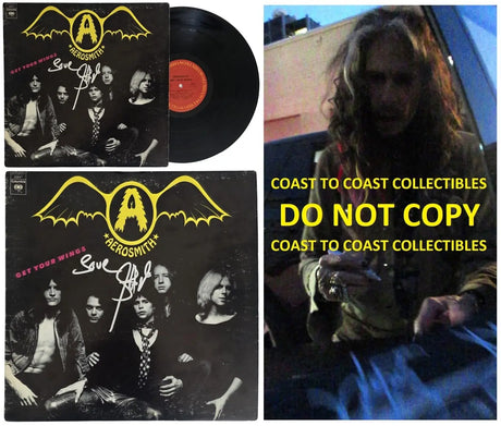 Steven Tyler Signed Aerosmith Get Your Wings Album COA Proof Autographed Vinyl Record