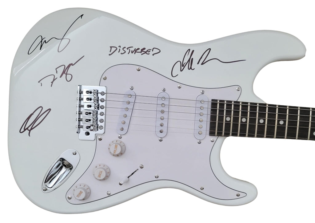 Disturbed Band Signed Full Size Electric Guitar COA Exact Proof Autographed David Draiman,Dan Donegan,Mike Wengren,John Moyer