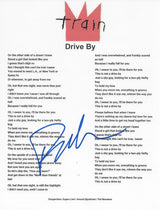 Pat Monahan Signed Train Drive By Lyrics Sheet Exact Proof COA Autographed STAR