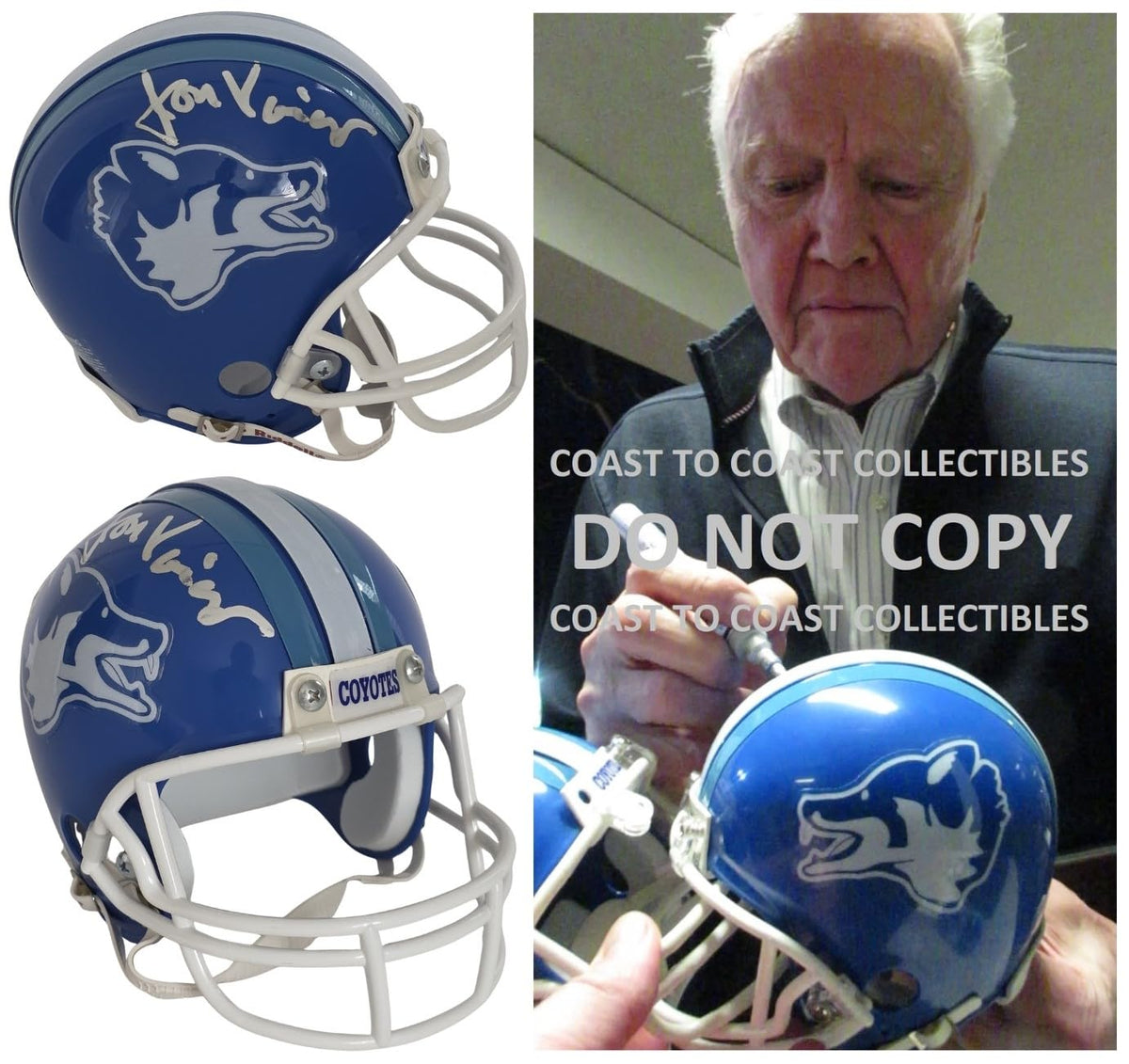 Jon Voight Signed Varsity Blues Texas Coyotes Mini Helmet Proof COA Bud Kilmer STAR