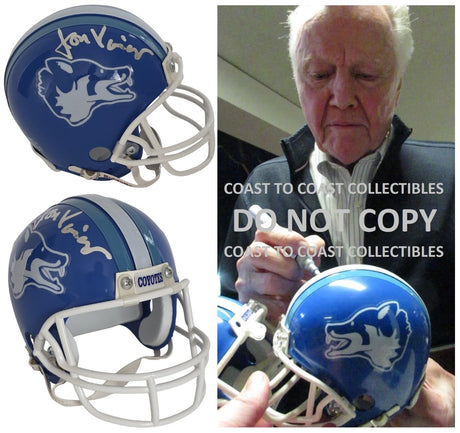 Jon Voight Signed Varsity Blues Texas Coyotes Mini Helmet Proof COA Bud Kilmer STAR