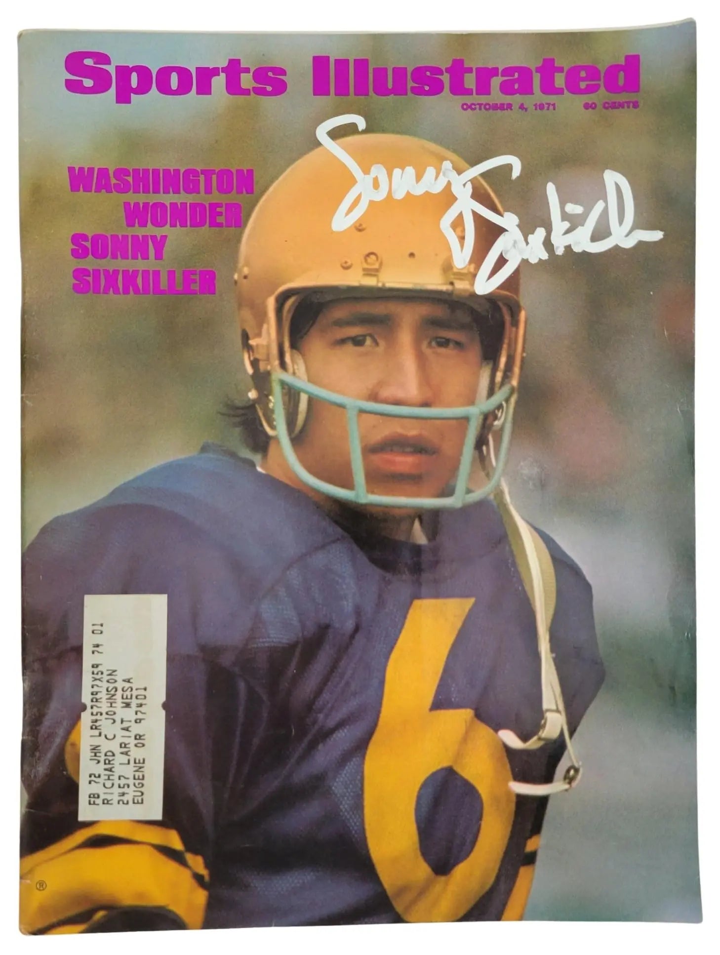 Sonny Sixkiller Signed Sports Illustrated Proof Autographed UW Huskies Football SI Magazine