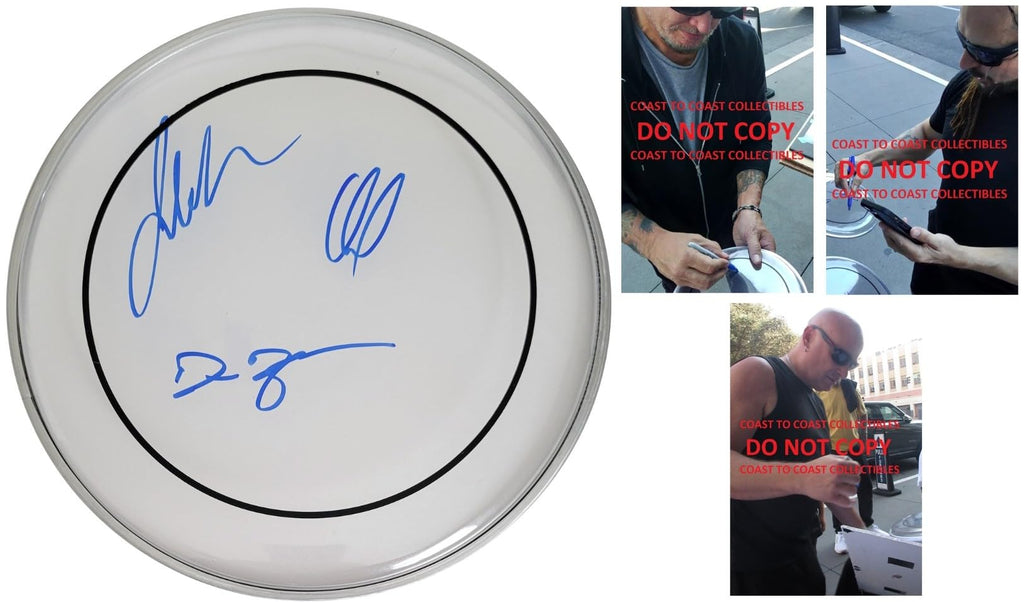 Disturbed Band Signed Drumhead COA Proof Autographed David Draiman,Dan Donegan,John Moyer