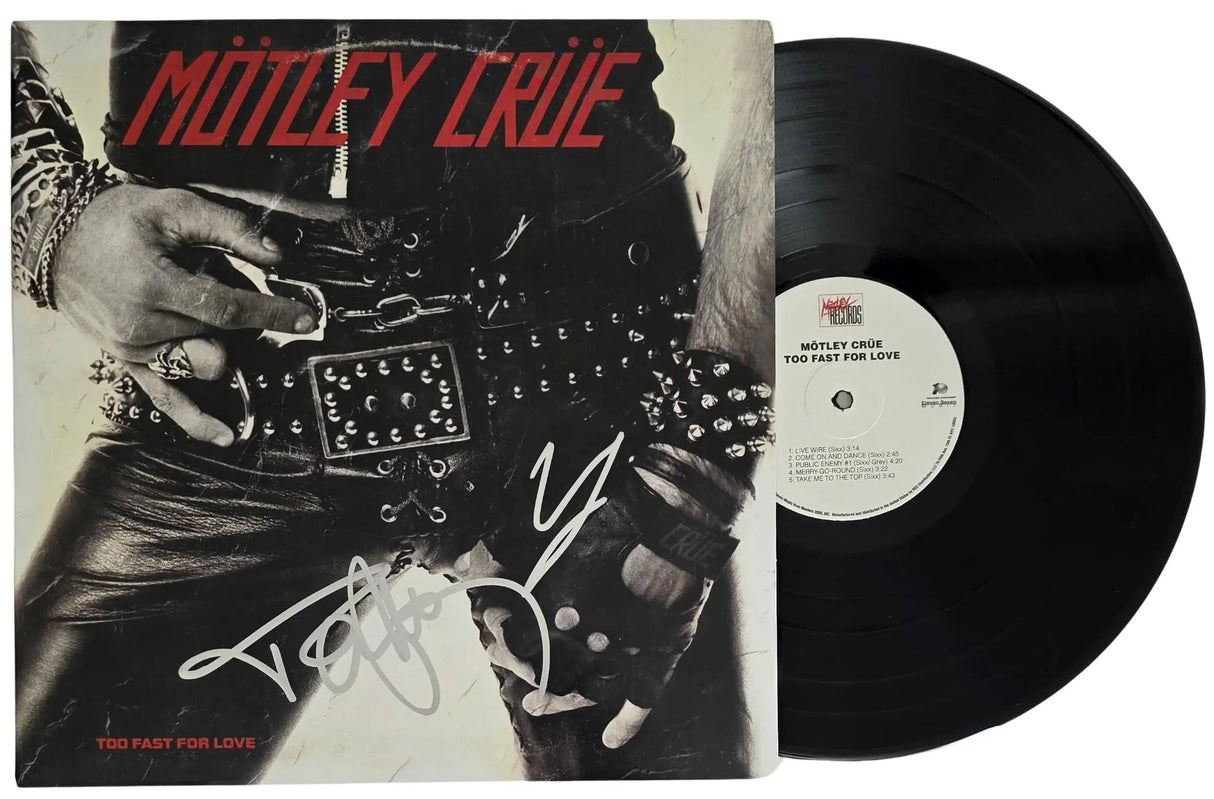 Vince Neil Tommy Lee Signed Too Fast For Love Album COA Proof Autographed Motley Crue Vinyl Record