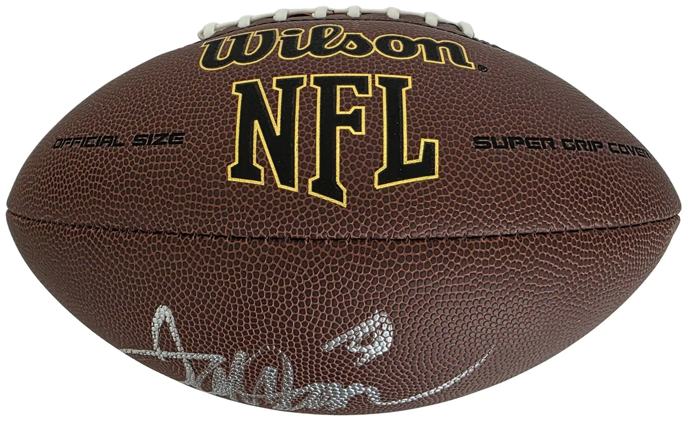 Terrell Davis Signed Football Proof Beckett COA Denver Broncos Georgia Bulldogs Autographed