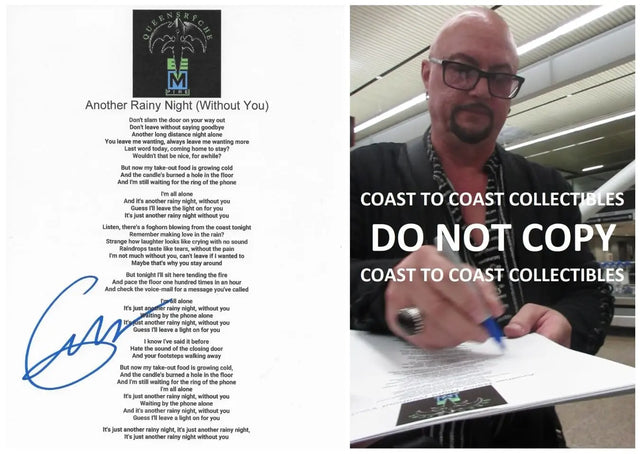 Geoff Tate Signed Queensryche Another Rainy Night Without you Lyrics sheet COA Proof