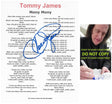 Tommy James Signed Mony Mony Lyrics Sheet COA Exact Proof Autographed