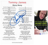 Tommy James Signed Mony Mony Lyrics Sheet COA Exact Proof Autographed