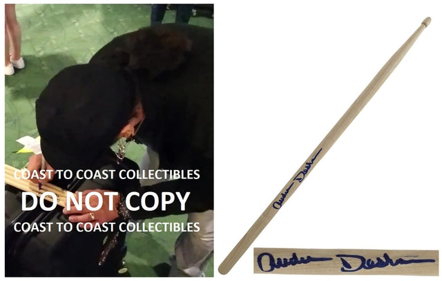 Audie Desbrow Great White Drummer Signed Drumstick COA Exact Proof Autographed..