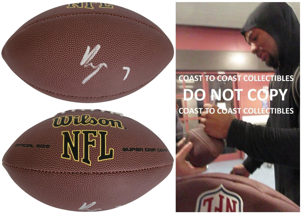 Bijan Robinson Signed Football Proof COA Autographed Atlanta Falcons Texas Longhorns