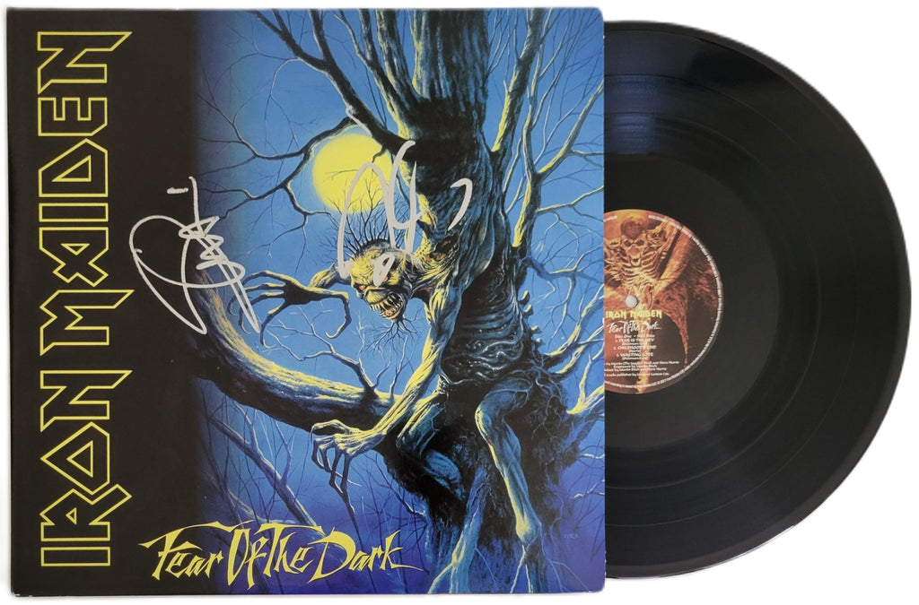 Iron Maiden Signed Fear of the Dark Album COA Proof Autographed Vinyl Record Steve Harris & Dave Murray