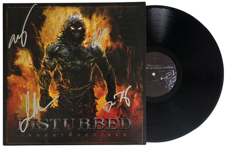 Disturbed Band Signed Indestructible Album COA Proof Autographed Vinyl Record David Draiman,Dan Donegan,Mike Wengren,John Moyer